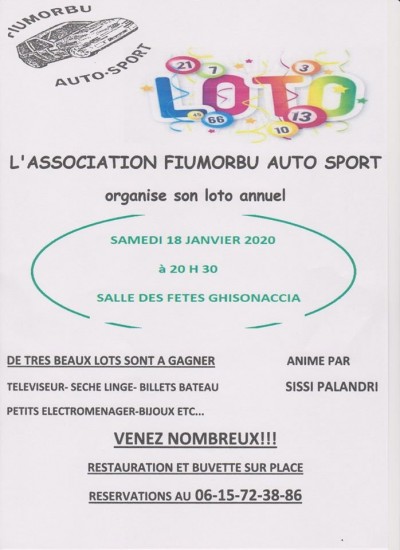 Grand Loto - Association Fiumorbu auto sport - Salle des Fêtes - Ghisonaccia