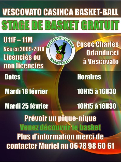 Stage de Basket - Gratuit - COSEC Charles Orlanducci - Vescovato