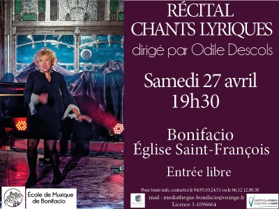 Concert lyrique - Odile Descols - Eglise Saint François - Bonifacio