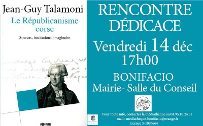 Rencontre et dédicace de l’ouvrage de Jean-Guy Talamoni - Le Républicanisme corse - Bonifacio