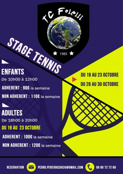 Stage de tennis - Vacances scolaires - Tennis Club de Folelli