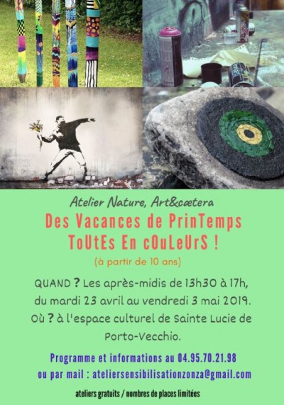 Ateliers nature et activités manuelles pour jeunes - Vacances de printemps 2019 - Sainte Lucie de Porto-Vecchio