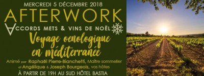 Afterwork de Noël - Voyage oenologique en méditerranée - Sud Hôtel Bastia