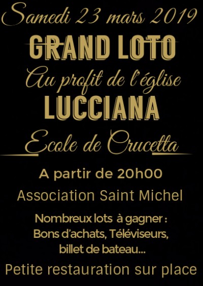 Loto au profit de l'église - Association Saint Michel - Ecole de Crucetta - Lucciana