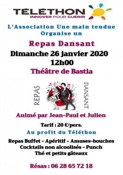 Repas dansant -Téléthon - Association une main tendue - Théâtre de Bastia - Annulé