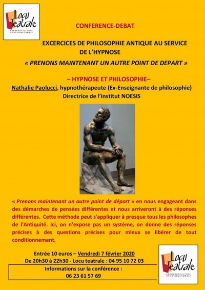 Hypnose et Philosophie - Nathalie Paolucci - Spaziu Locu Teatrale - Ajaccio - Annulé
