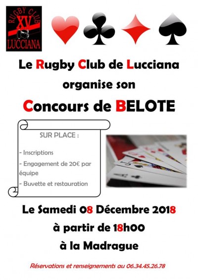 Le RC Lucciana organise son concours de belote à La Madrague
