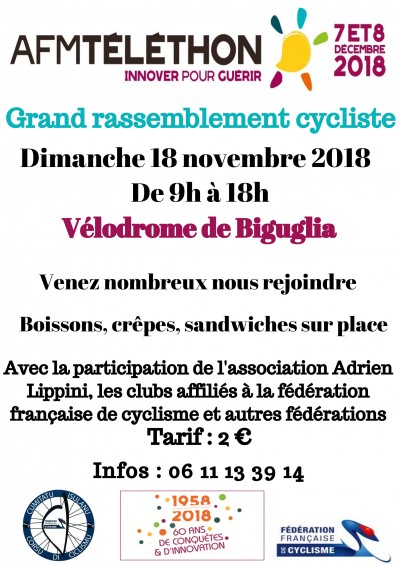Grand rassemblement cycliste - Vélodrome de Biguglia - Téléthon 2018