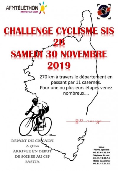 Challenge Cyclisme SIS 2B - Téléthon 2019 - Calvi