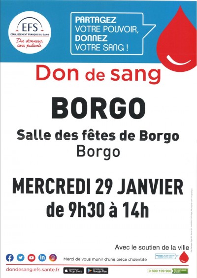 Don de sang - Salle des fêtes - Borgo