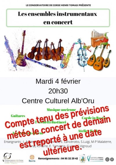 Les ensembles instrumentaux - Conservatoire Henri Tomasi - Centre Culturel Alb'Oru - Bastia - Reporté