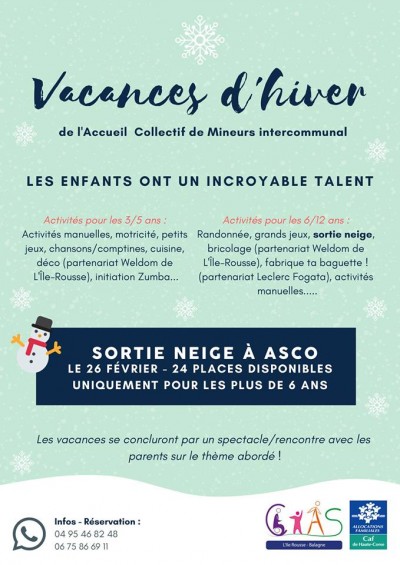 Vacances d'hiver - Sortie Neige à Asco - Centre Intercommunal d'Action Sociale de L'Ile-Rousse - Balagne