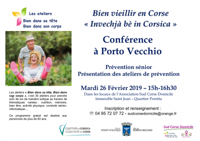 Bien vieillir en Corse - Atelier de prévention - Association sud Corse domicile - Porto-Vecchio