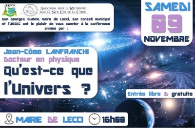 Conférence ARSEC - Quest-ce que l'Univers - Jean-Côme Lanfranchi - Lecci