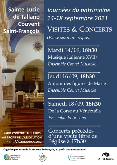 Journées du patrimoine - Visites et concerts - Couvent Saint François - Sainte Lucie de Tallano