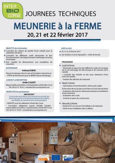 Journées Techniques MEUNERIE à la FERME Inter Bio Corse