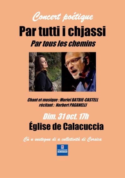 Muriel Batbie-Castell  & Norbert Paganelli - Par tous les chemins - Concert poétique - Église de Calacuccia