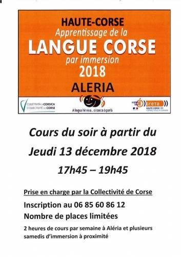 Apprentissage de la langue Corse par immersion - Aléria