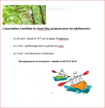 Sortie Kayak et VTT - Assoc du Fium'altu - Anghione