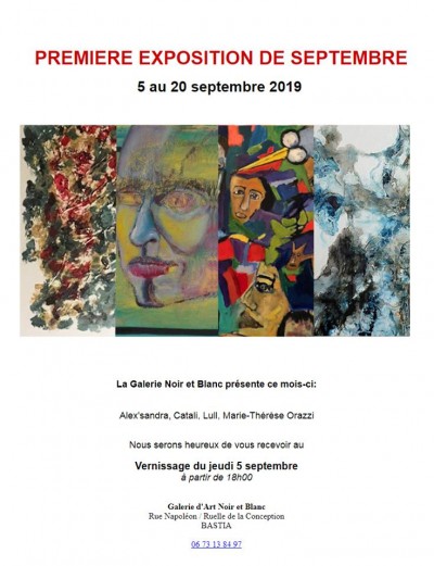 Exposition de septembre - Galerie d'Art Noir et Blanc - Bastia