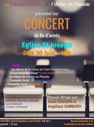 Concert de fin d'année Citàdell'Anima - Eglise Saint Joseph - Bastia