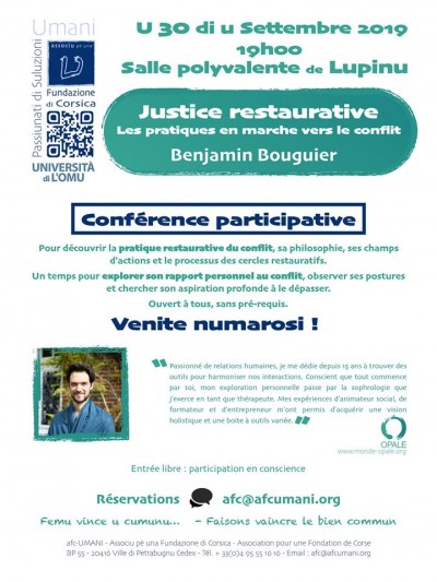 Conférence de Benjamin Bouguier - La justice restaurative - Salle Polyvalente - Lupino