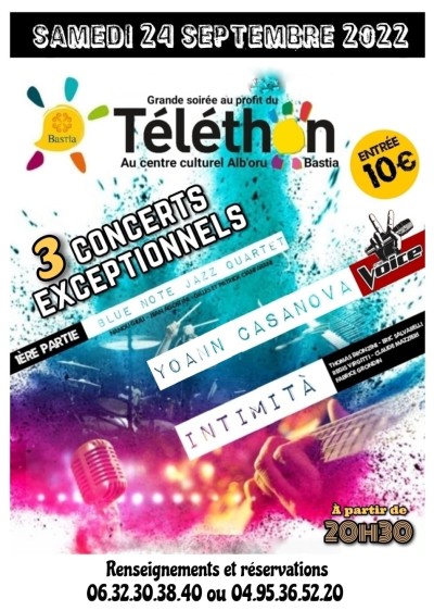 3 Concerts Exceptionnels - Téléthon 2022 - Centre Cuturel Alb'Oru - Bastia