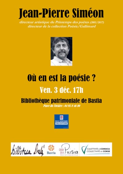 Jean-Pierre Siméon et la poésie contemporaine - Bastia