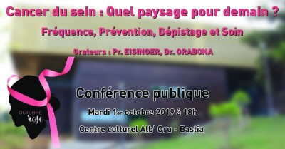 Conférence publique - Cancer du Sein - Quel paysage pour demain - Octobre Rose 2019 - Centre Culturel Alb'Oru - Bastia