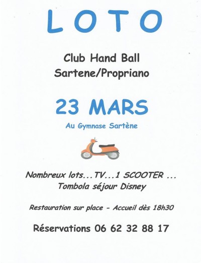 Loto - Club Hand-Ball Sartène-Propriano - Gymnase Augustin Marfisi -  Sartène 