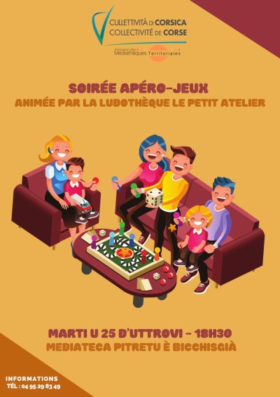 Soirée Apéro-jeux animée par la ludothèque Le Petit Atelier - Médiathèque - Petreto-Bicchisano